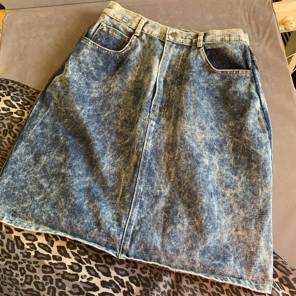 Stonewashed High Waist Jean Skirt Size 13